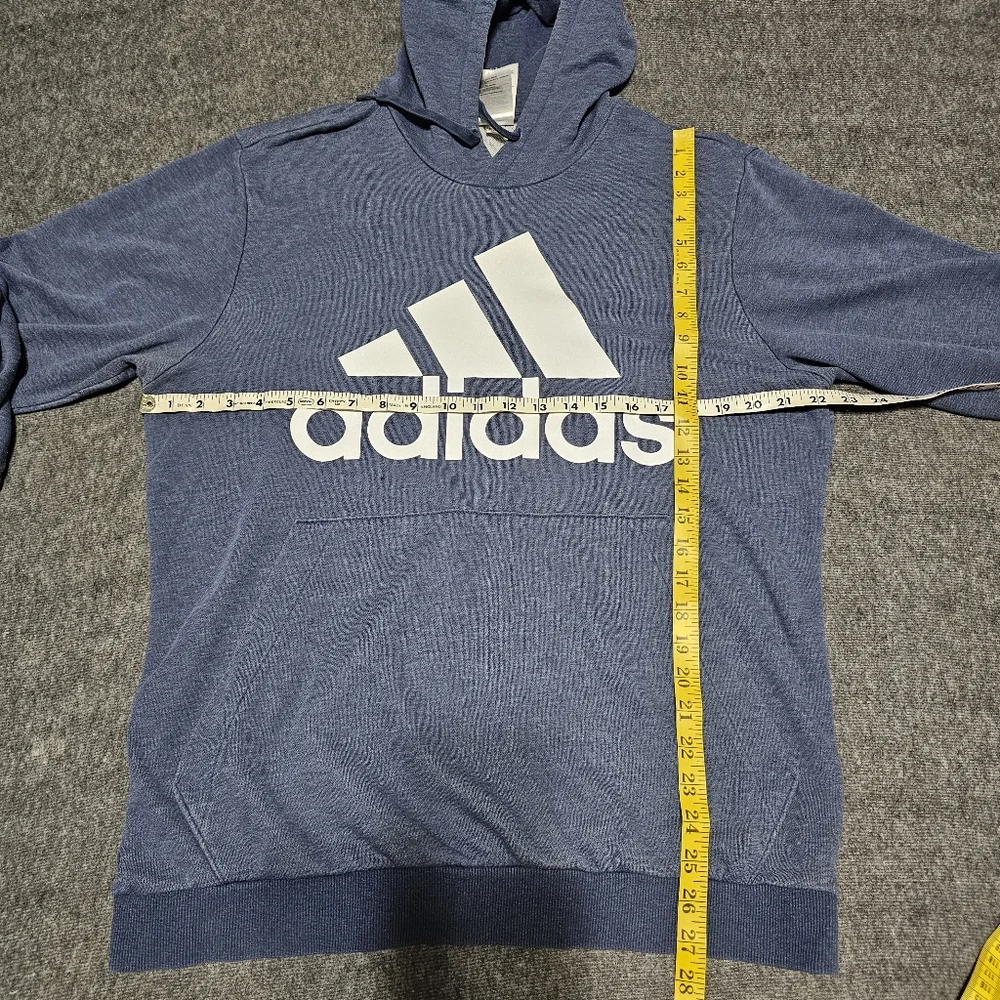 Adidas Big Logo Heather Blue Pullover Hoodie Large